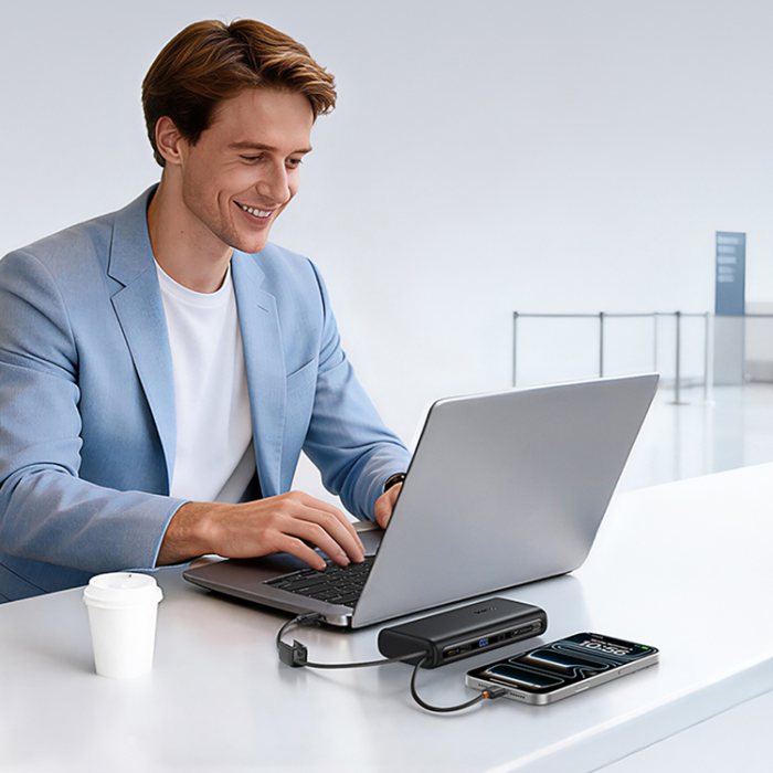 BASEUS - Baseus Powerbank 25000mAh Dual USB-C Kable 145W - Svart