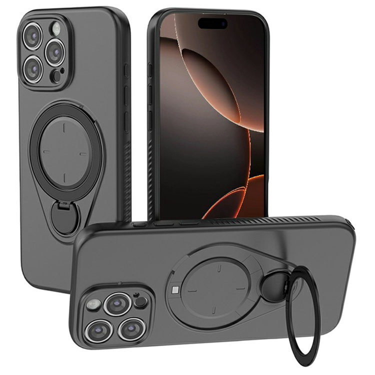 iPhone 16 Pro Mobilskal MagSafe Rotating Kickstand TPU PC (Svart) | 2353 | AlltMobil