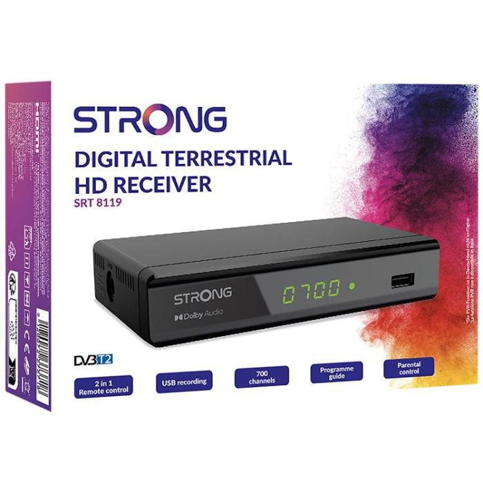 Strong - STRONG TV-box DVB-T2 Marksänd FTA SRT8119 - Svart