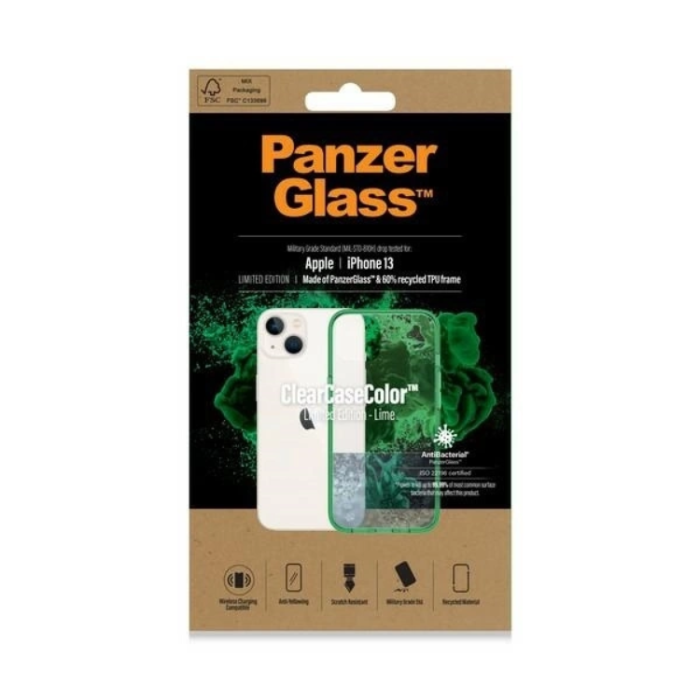 PanzerGlass - PanzerGlass iPhone 13/14/15 Mobilskal Antibacterial - Transparent/Grön