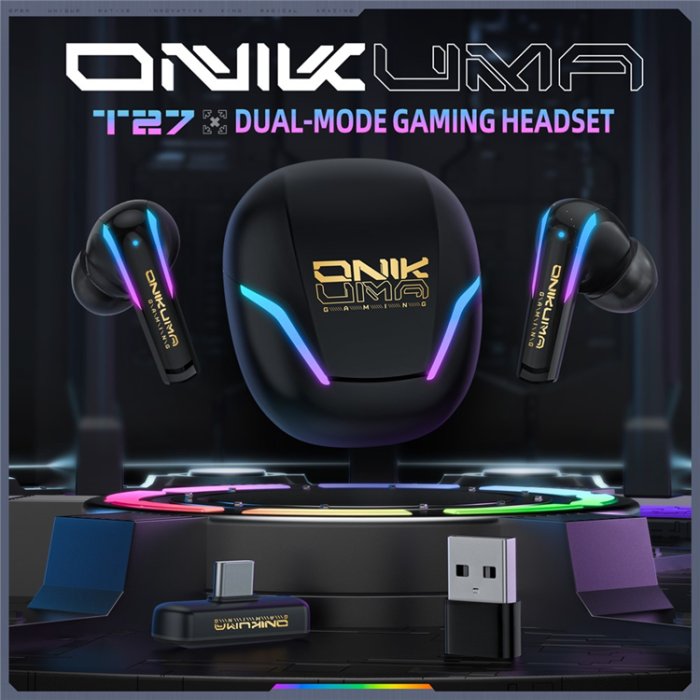 ONIKUMA - ONIKUMA TWS Trådlösa Bluetooth Hörlurar In-ear Vattentäta IPX4 T27 - Svart