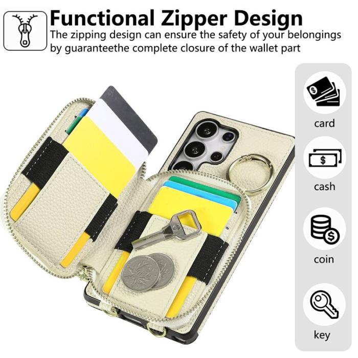 OEM - Mobilfodral för Samsung Galaxy S26 Ultra Konstläder med kortfack - Beige