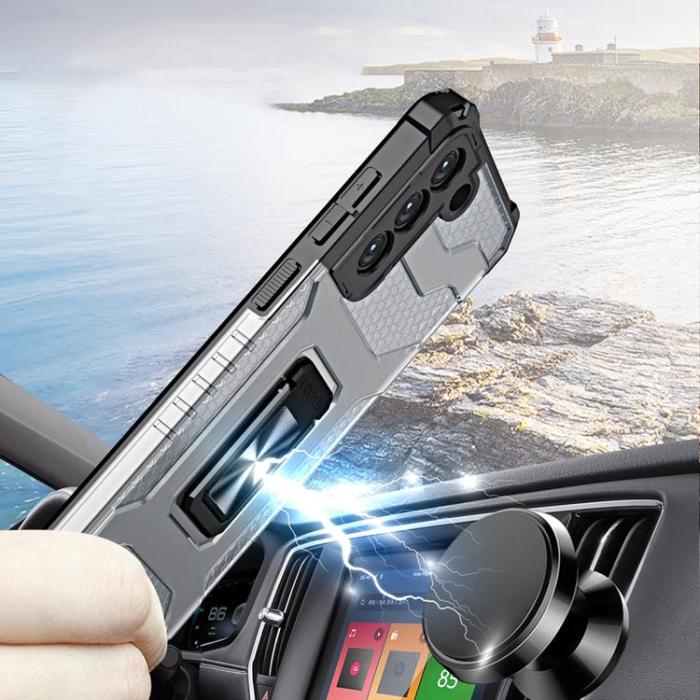 OEM - Crystal Ring Kickstand Skal Galaxy S21 5G - Blå