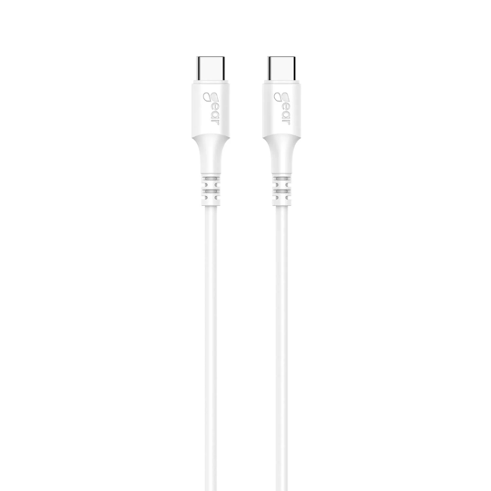 GEAR - GEAR USB-C till USB-C kabel 2.0 1m Vit Rund kabel