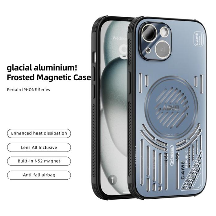 ABEEL - ABEEL iPhone 14 Magnetiskt Fodral Aluminium + PC + TPU - Blå