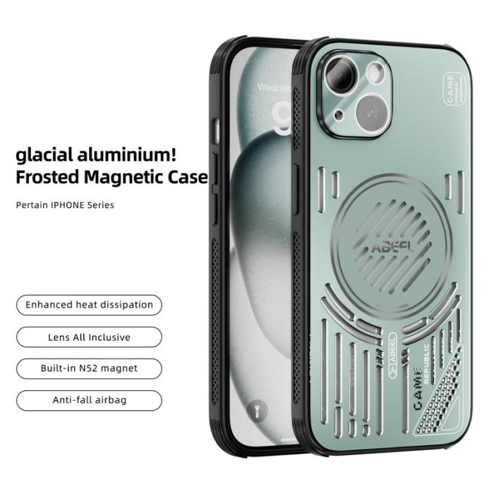 ABEEL - ABEEL iPhone 14 Magnetiskt Fodral Aluminium + PC + TPU - Ljusgrön