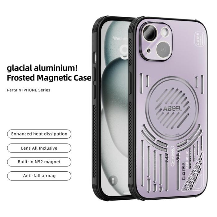 ABEEL - ABEEL iPhone 14 Magnetiskt Fodral Aluminium + TPU - Lila