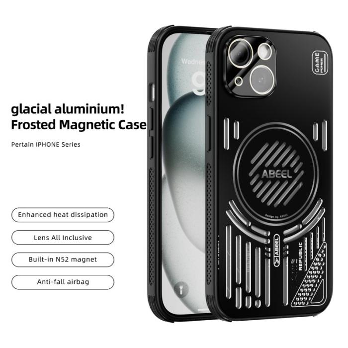 ABEEL - ABEEL iPhone 14 Magnetiskt Fodral Aluminium + TPU - Svart