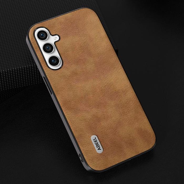 ABEEL - ABEEL Leather Coated TPU+PC Mobilskal för Samsung Galaxy A34 5G - Brun