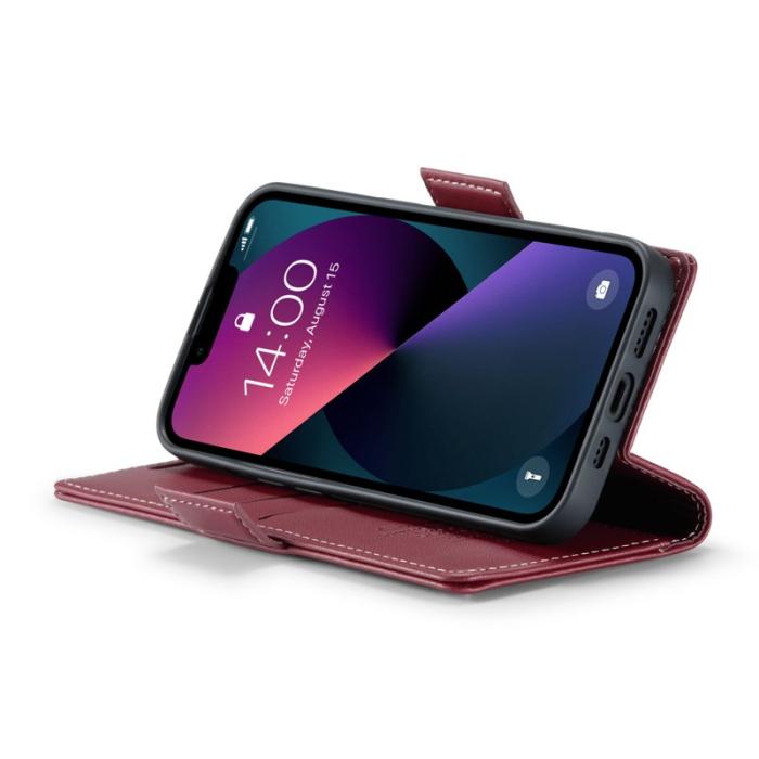 Caseme - CASEME Plånboksfodral Konstläder för iPhone 14 RFID-Skydd Röd