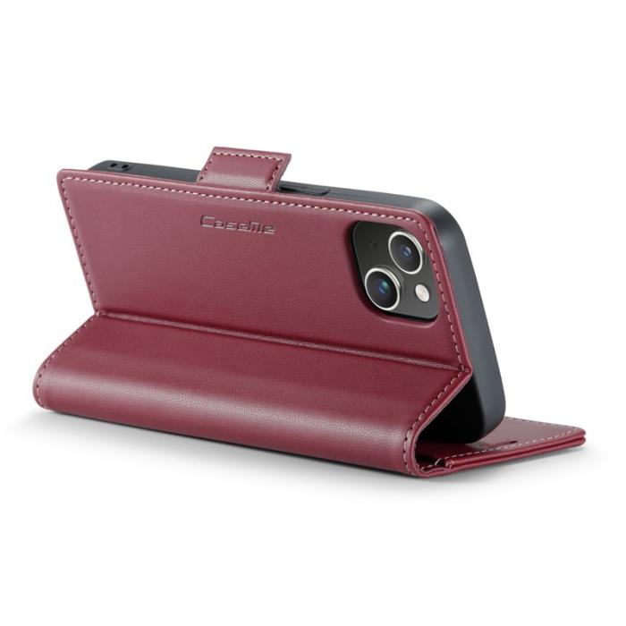 Caseme - CASEME Plånboksfodral Konstläder för iPhone 14 RFID-Skydd Röd