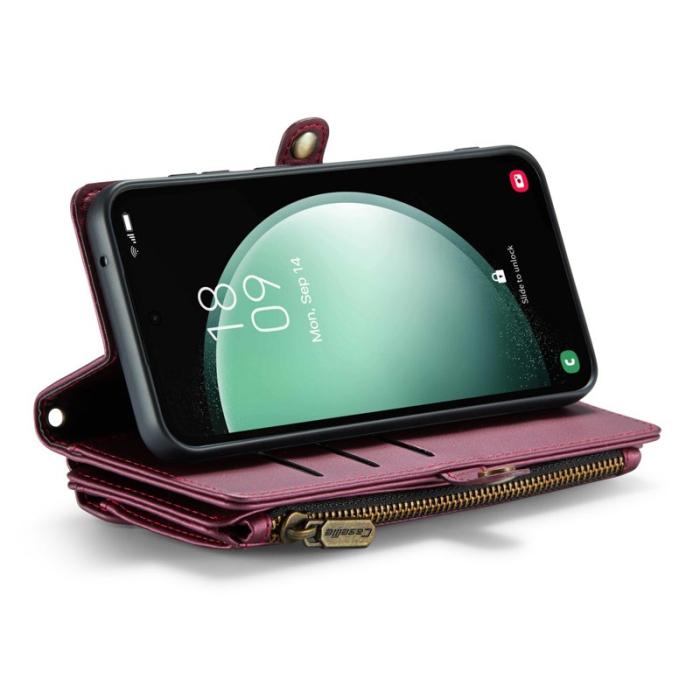Caseme - CASEME Plånboksfodral Konstläder för Samsung Galaxy S23 FE - Vinröd
