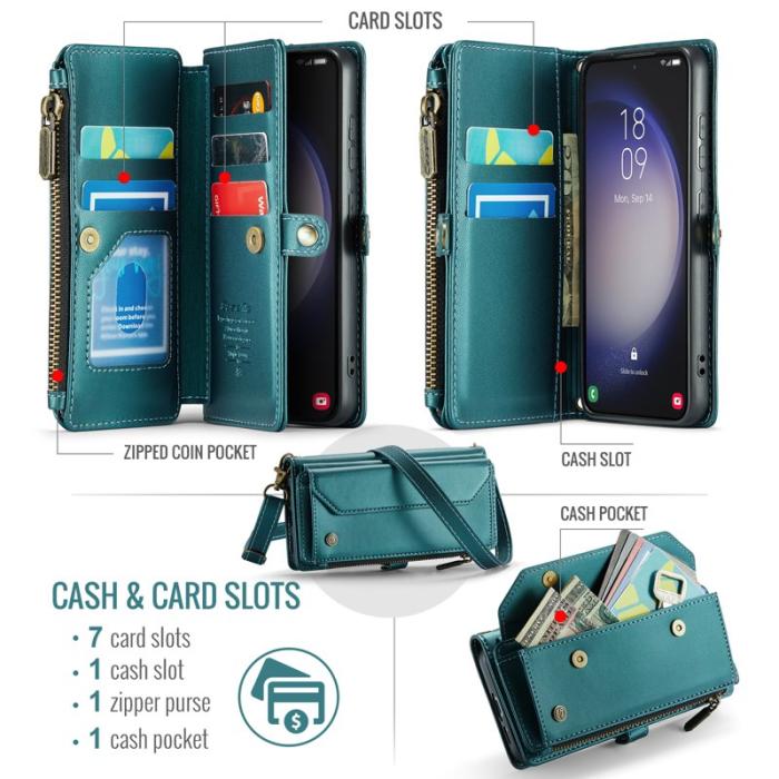 Caseme - CASEME Plånboksfodral Konstläder för Samsung Galaxy S23 - Grön