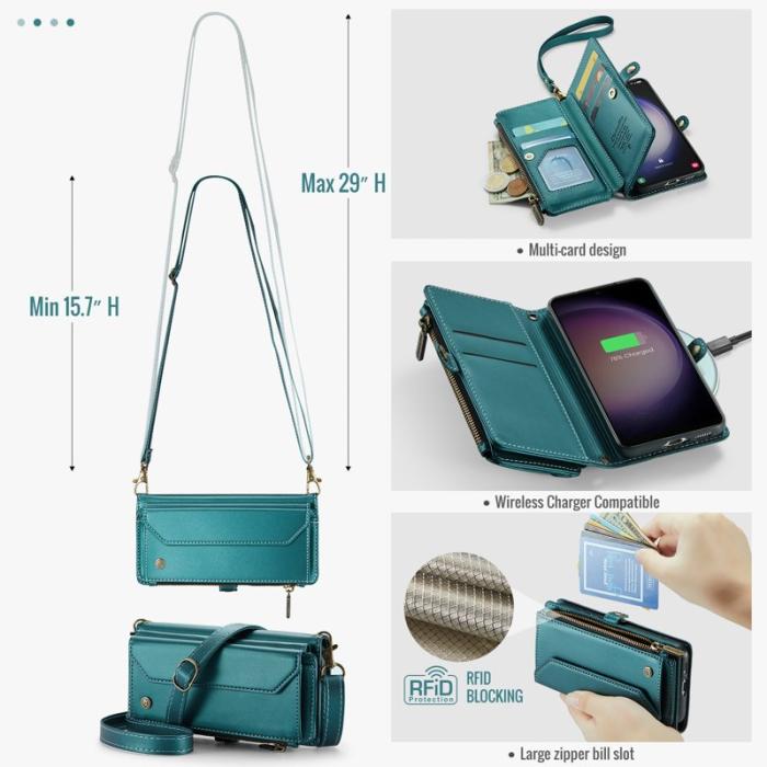 Caseme - CASEME Plånboksfodral Konstläder för Samsung Galaxy S23 - Grön
