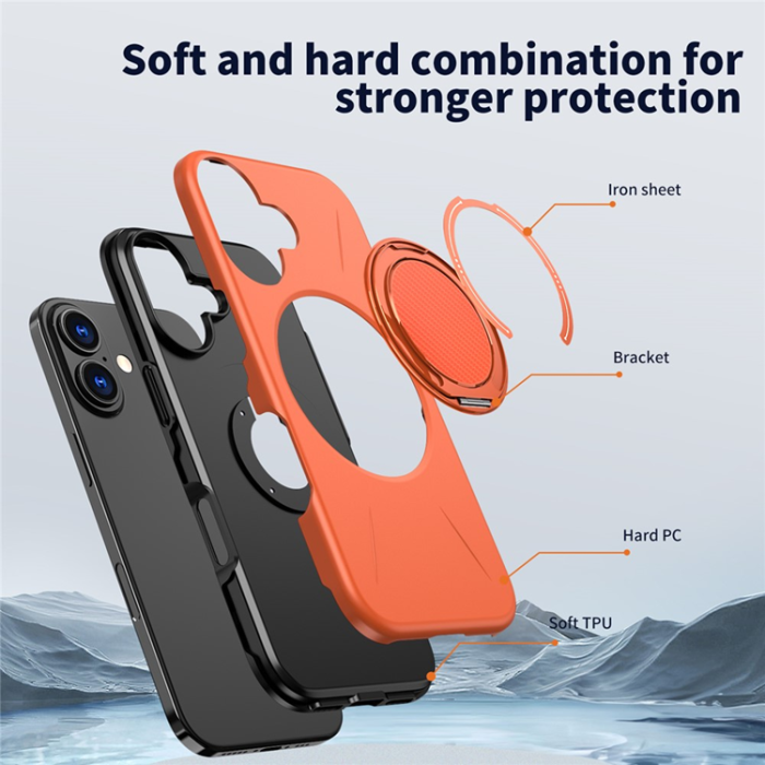 A-One Brand - iPhone 17 Mobilskal MagSafe Rotating Kickstand - Orange