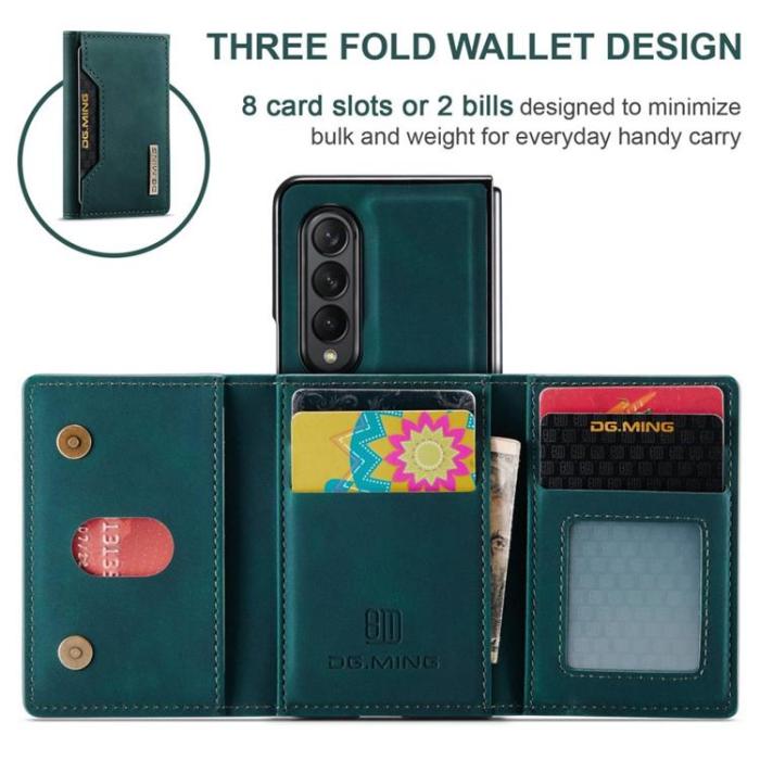 DG.MING - DG.MING Galaxy Z Fold 3 Plånboksfodral M2 Magnetic Kickstand - Grön