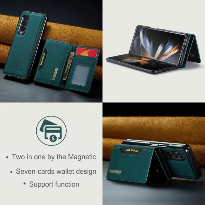 DG.MING - DG.MING Galaxy Z Fold 3 Plånboksfodral M2 Magnetic Kickstand - Grön