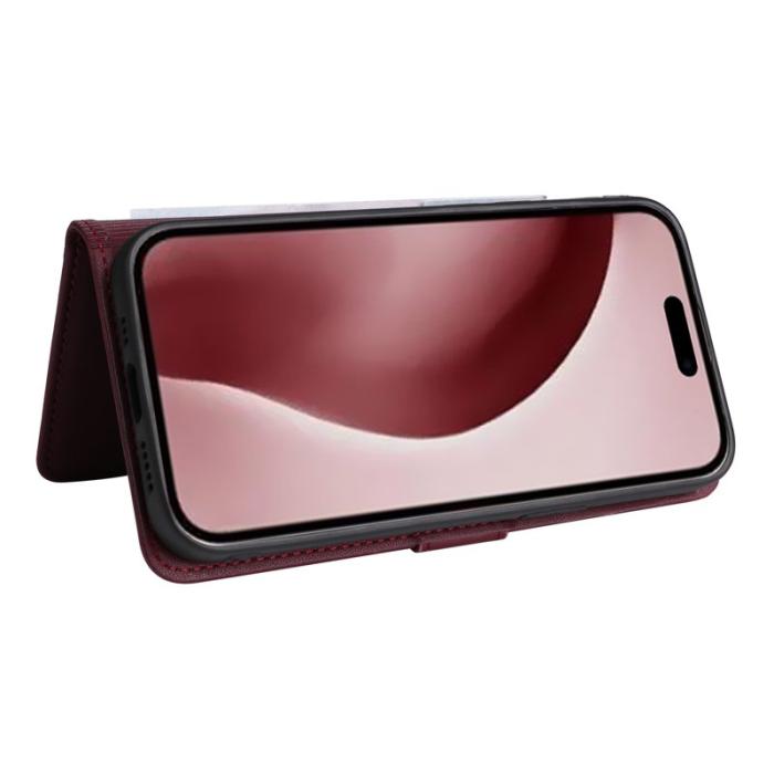 BETOPNICE - BETOPNICE iPhone 16 Pro Plånboksfodral - Avtagbart Konstläder - Vinröd