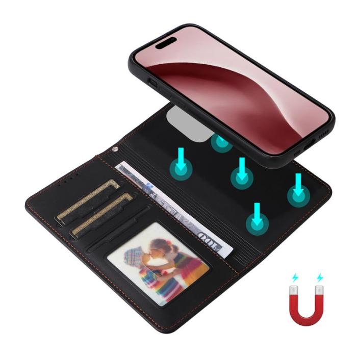 BETOPNICE - BETOPNICE iPhone 16 Pro Plånboksfodral - Detachable Konstläder- Svart