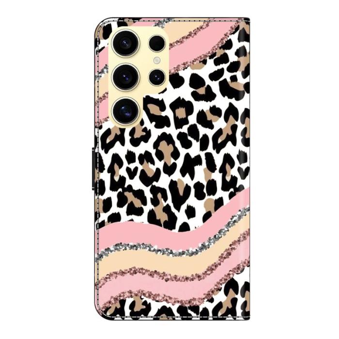 OEM - Samsung Galaxy S26 Ultra Plånboksfodral Ställning Konstläder - Randig Leopard