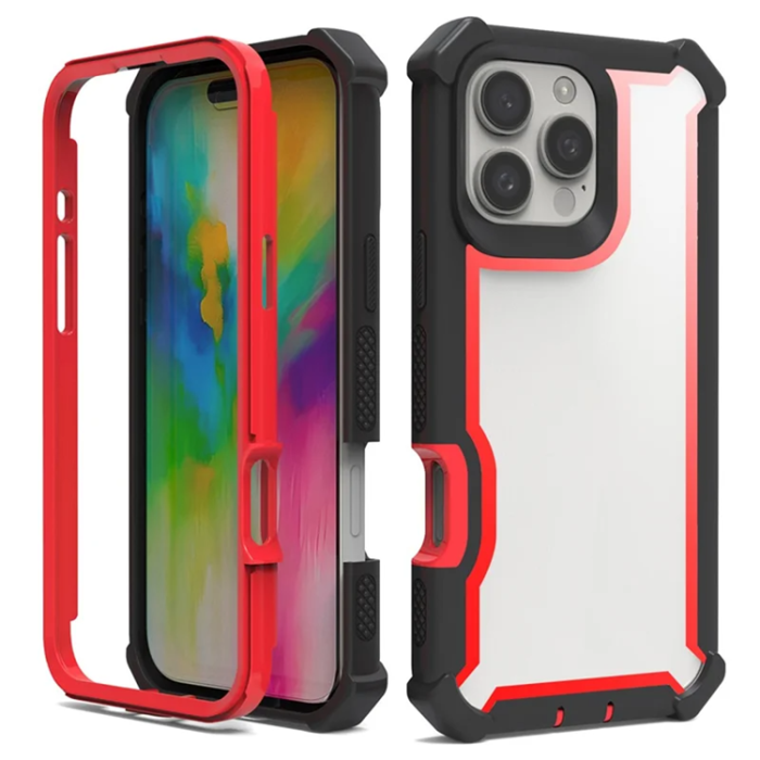 A-One Brand - iPhone 16 Pro Max Mobilskal TPU + PC Shockproof - Svart/Röd