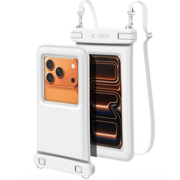 Spigen - Tech-Protect Universala Vattentät Mobilfodral UWC7 - Vit