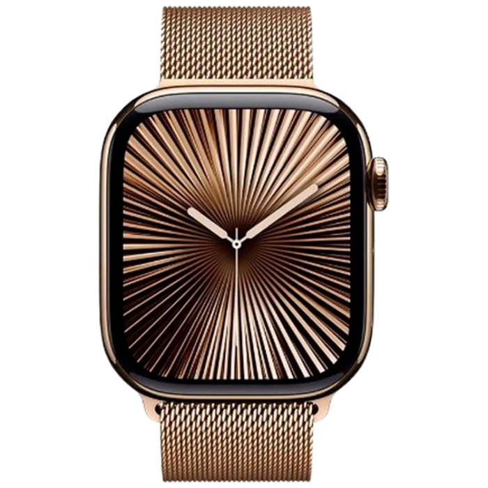 Apple - Apple Watch Series 10 4G 42mm GPS + Cellular (Titanium Guld Milanese)