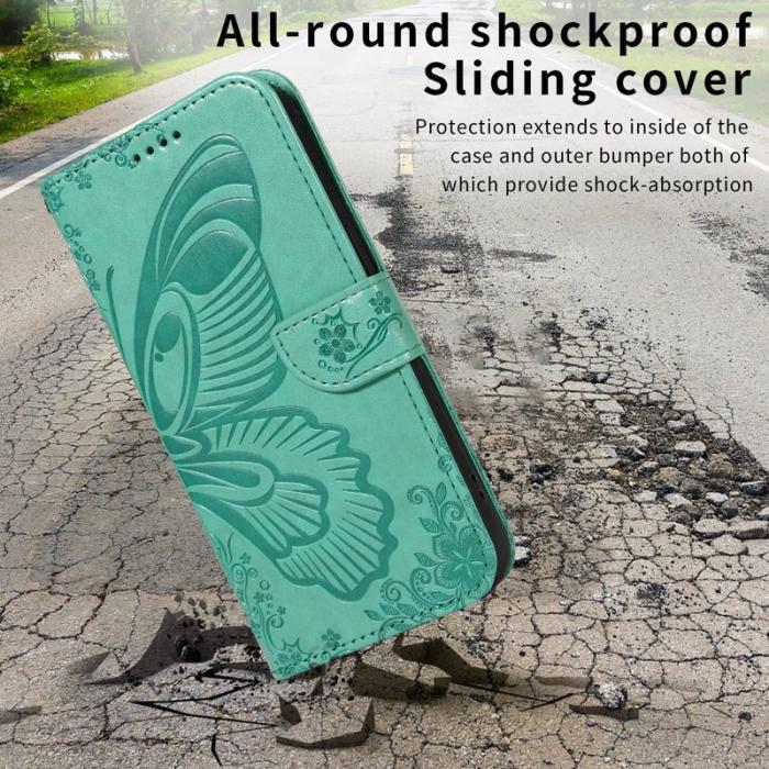 OEM - Samsung Galaxy S26 Plus Skal Fjärilsmönster PU Läder Flip - Grön
