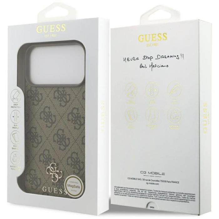 Guess - Guess iPhone 17 Pro Max Mobilskal MagSafe 4G Small Classic Logo - Brun
