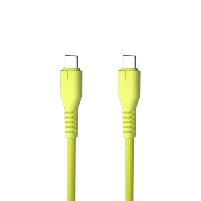 QUALO - QUALO USB-C till USB-C Kabel 3A 1.5m Nylon QKN-CC-05 - Gul