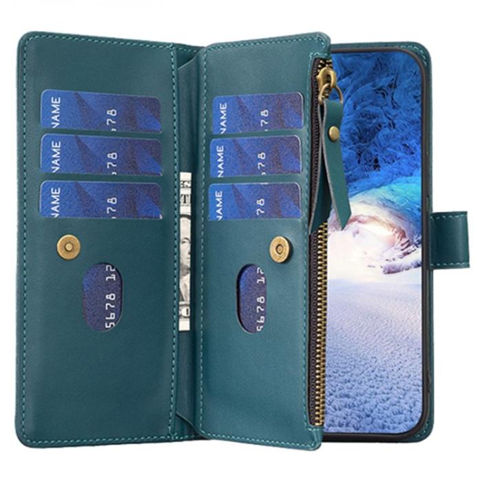 OEM - iPhone 15 Pro Max Plånboksfodral Zipper Flip - Grön