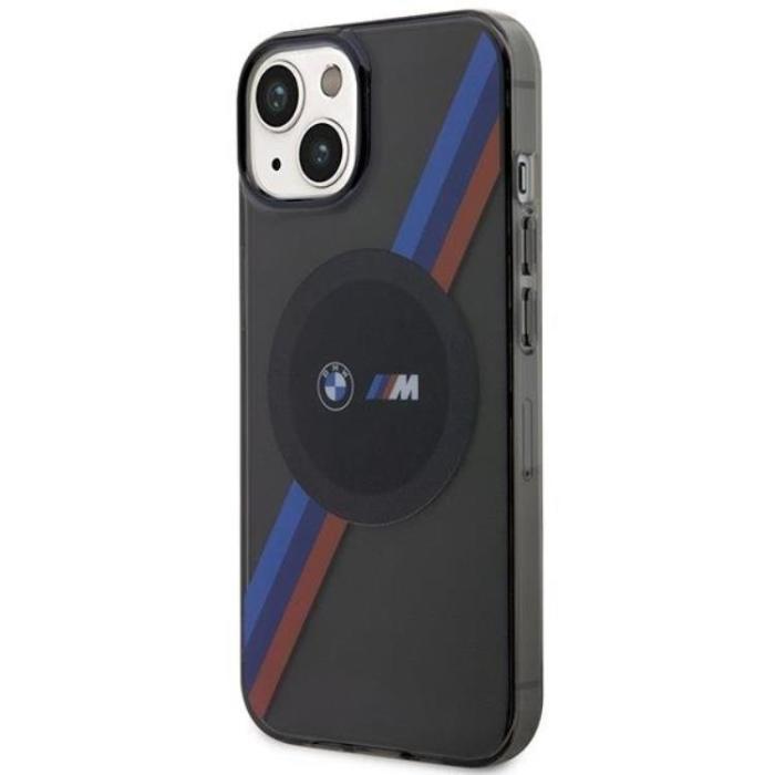 BMW - BMW iPhone 14 Mobilskal Magsafe Tricolor Stripes - Grå