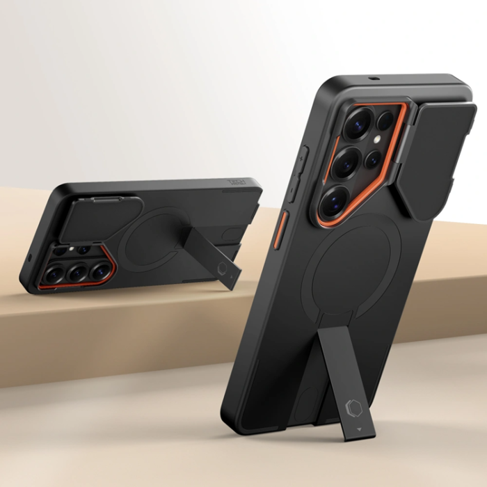 Tech-Protect - Tech-Protect Mobilskal För Galaxy S26 Ultra Magsafe Kevlar Aura - Svart/Orange