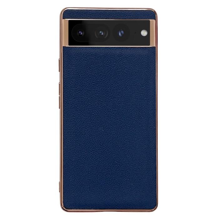A-One Brand - Google Pixel 7 Pro Skal Äkta Läder Electroplating - Blå