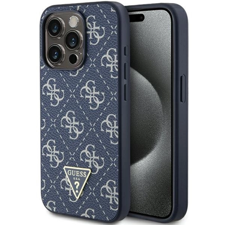 Guess iPhone 15 Pro Mobilskal Triangle Metall Logo - Blå | 2353 | AlltMobil