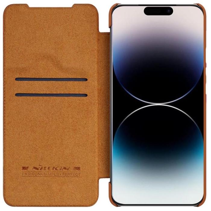 Nillkin - Nillkin iPhone 14 Pro Plånboksfodral QinPro Läder - Brun