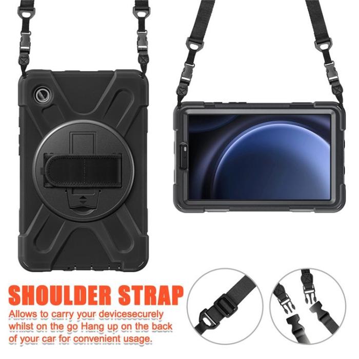 A-One Brand - Galaxy Tab A9 Skal Kickstand Handrem Med Axelrem - Svart