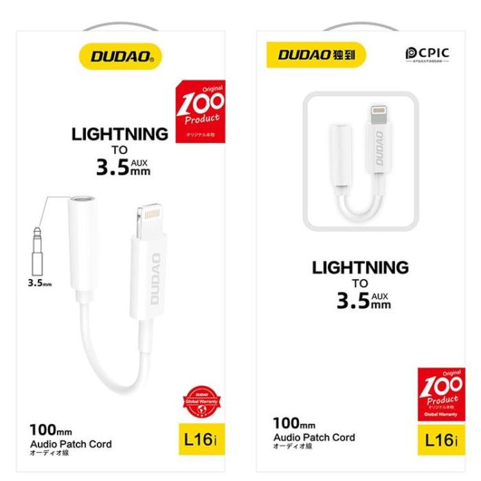 Dudao - Dudao Ljud Adapter Lightning Till 3.5mm Mini Jack - Vit