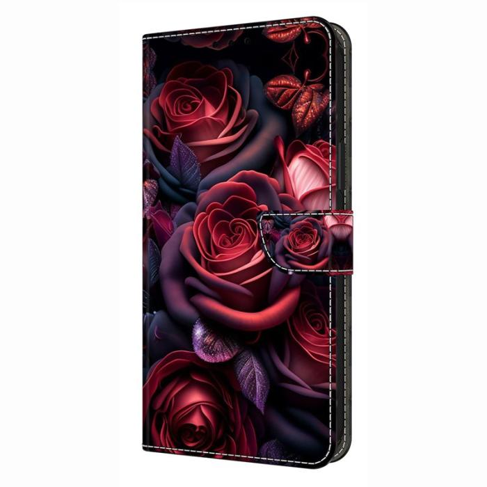 OEM - Samsung Galaxy S26 Fodral Mönstertryck Ställ Läder Flip - Svart Ros