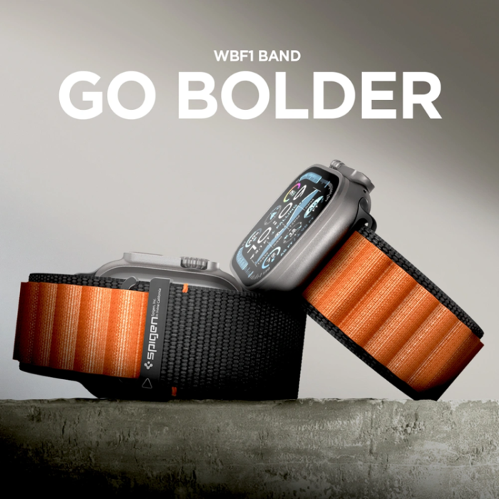 Spigen - Spigen Apple Watch (44/45/46/49mm) Armband WBF1 - Svart/Orange