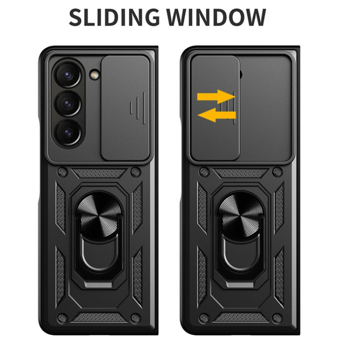 A-One Brand - Galaxy Z Fold 7 Mobilskal Kickstand Glida Kamera - Svart/Blå