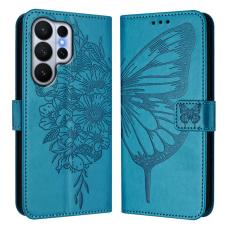 OEM - Samsung Galaxy S26 Ultra Pl&aring;nboksfodral Konstl&auml;der Med Handledsrem - Bl&aring;