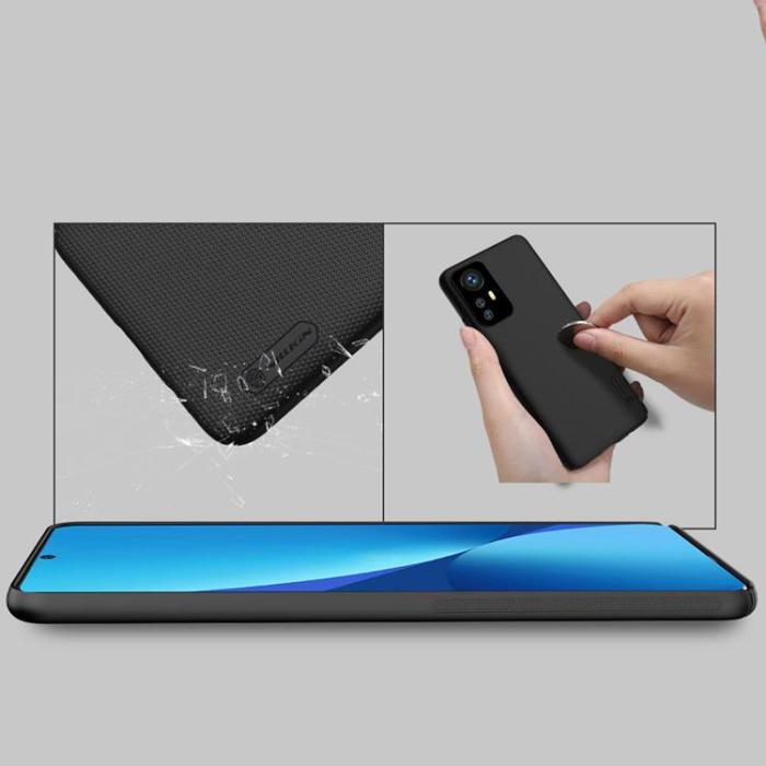 UTGATT5 - Nillkin Xiaomi 12/12X Skal Och Stand Super Frosted - Svart