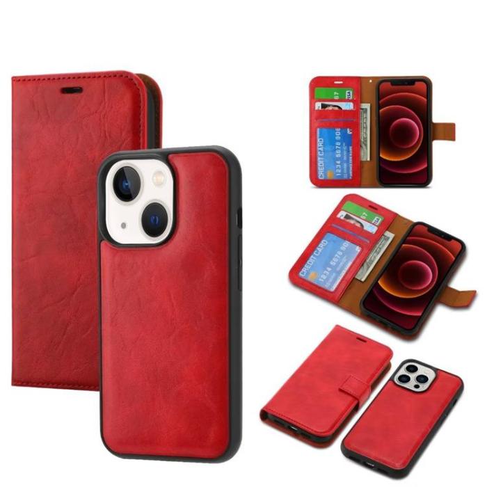 OEM - iPhone 15 Plånboksfodral 2-in-1 Detachable - Röd
