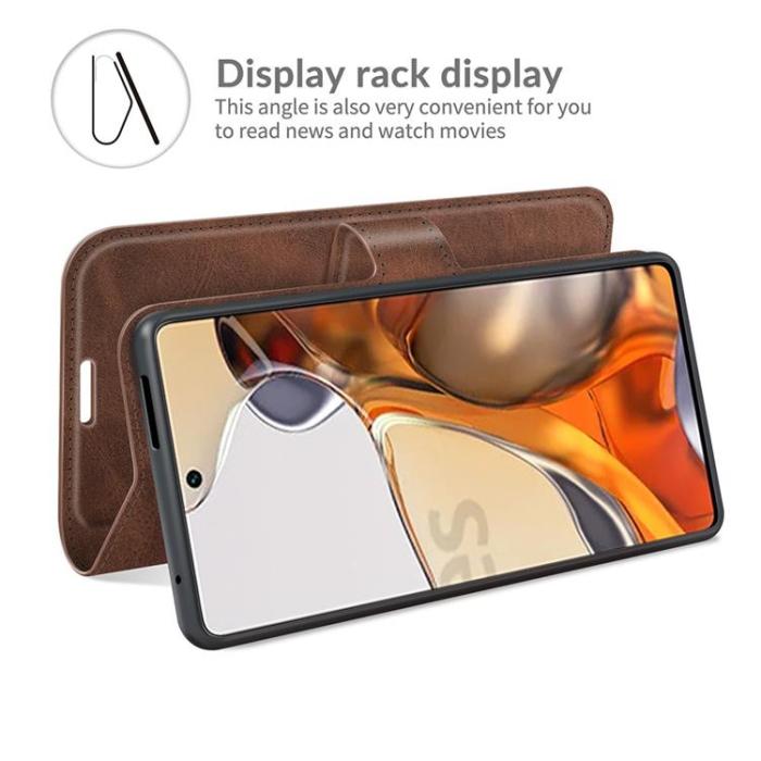 A-One Brand - Folio Flip Läder Fodral Xiaomi 11T / 11T Pro - Kaffe