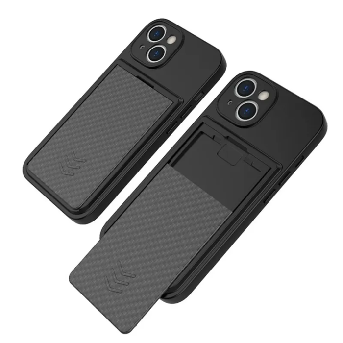 A-One Brand - iPhone 14 Mobilskal Korthållare - Svart