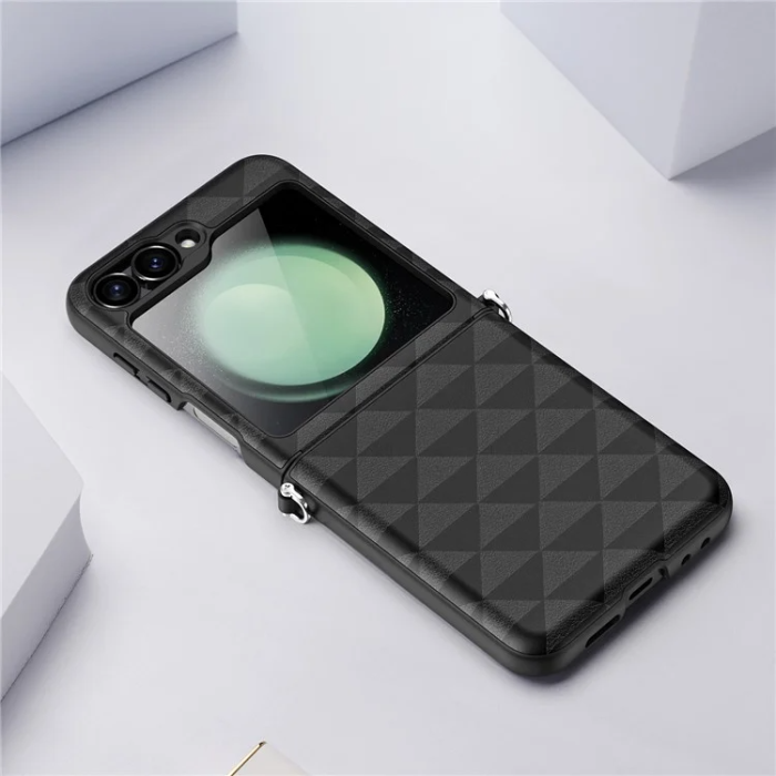Dux Ducis - Dux Ducis Galaxy Z Flip 6 Mobilskal Fitt Rhombus Läder - Svart