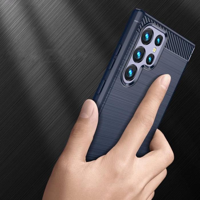 OEM - Galaxy S23 Ultra Skal Carbon Silicone Flexible - Blå