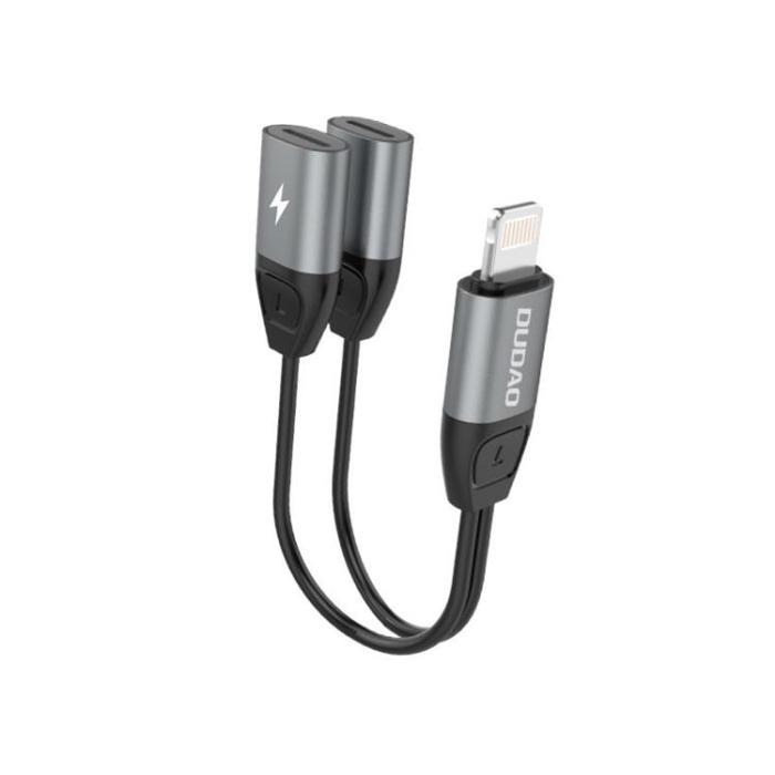 UTGATT1 - Dudao 2in1 Adapter Lightning För Musik - Grå
