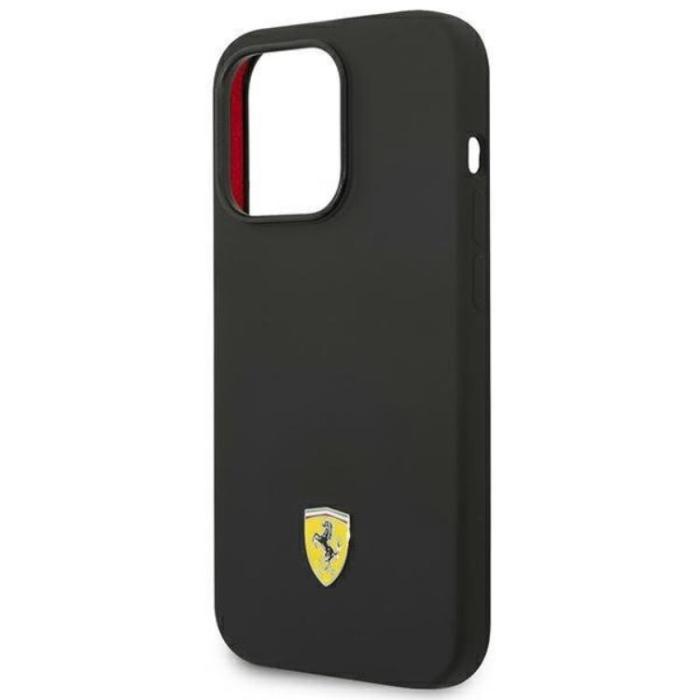 Ferrari - Ferrari iPhone 14 Pro Skal Silicone Metal Logo - Svart